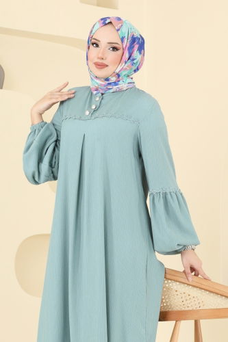 moda selvim Güpür Detay Bürümcük Takım 417DVL817 Açık Mint - Thumbnail