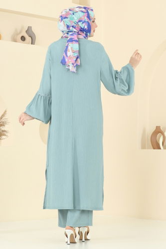 moda selvim Güpür Detay Bürümcük Takım 417DVL817 Açık Mint - Thumbnail