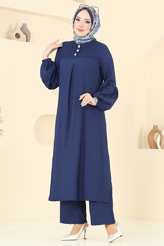 moda selvim Güpür Detay Bürümcük Takım 417DVL817 Laci - Thumbnail