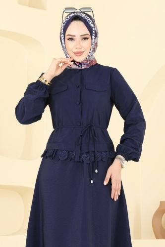 moda selvim Güpür Detay Etekli Takım 2675SL432 Laci - Thumbnail