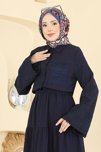 moda selvim Güpür Detaylı Etekli Takım 328ASN888 Laci - Thumbnail