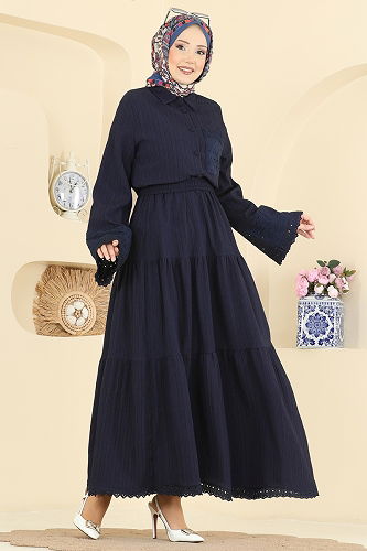 moda selvim Güpür Detaylı Etekli Takım 328ASN888 Laci - Thumbnail