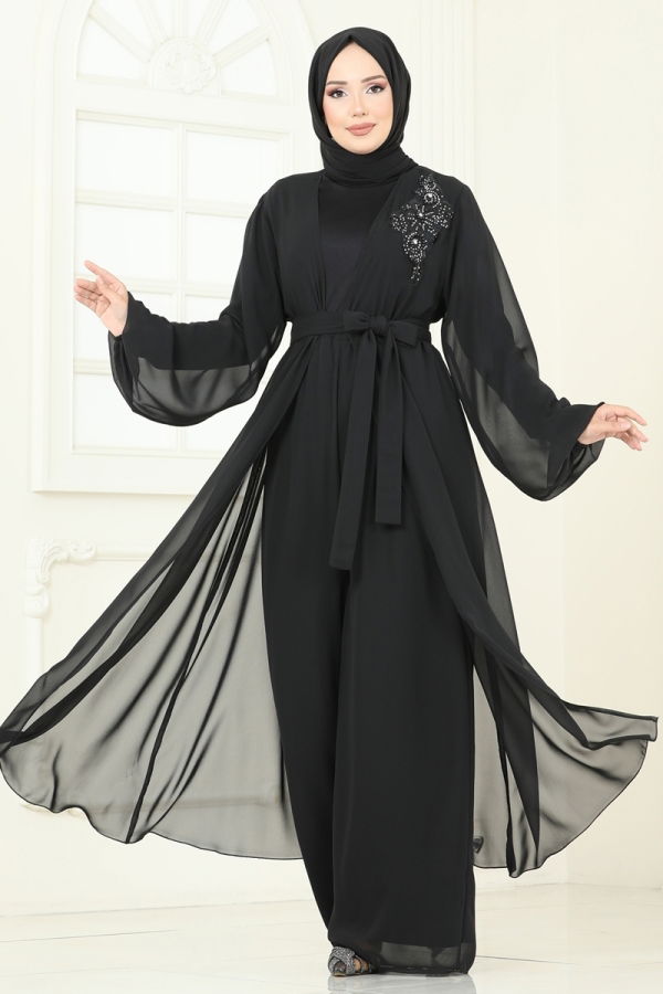 Modaselvim SEPETTE NET %20+%20 İNDİRİM Güpür Detaylı İkili Takım 8113AB368 Siyah