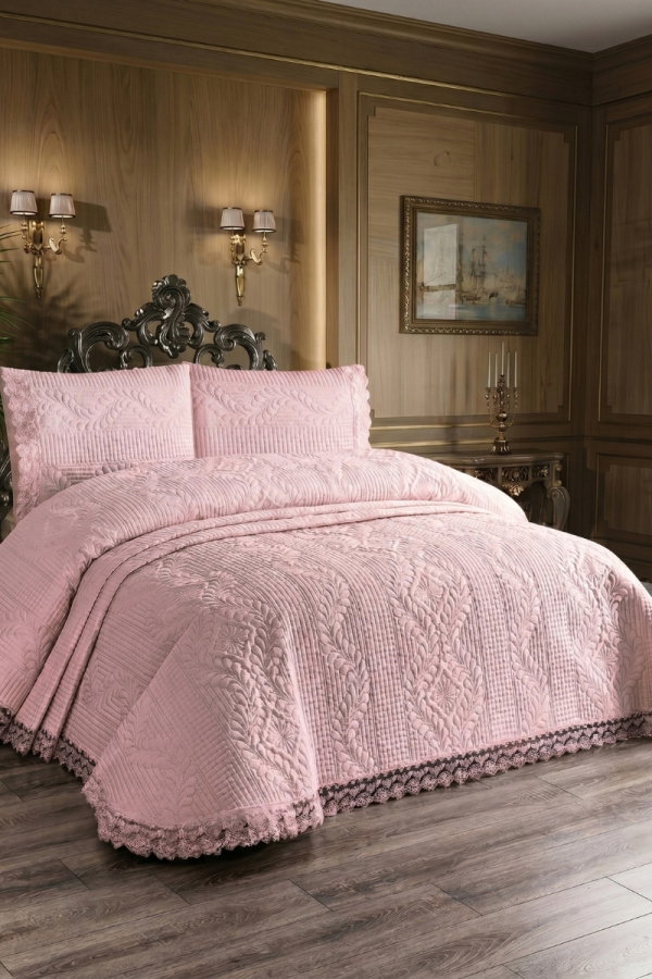 Modaselvim EV YAŞAM Güpürlü Çift Kişilik Yatak Örtüsü 1042HB1195 Pudra