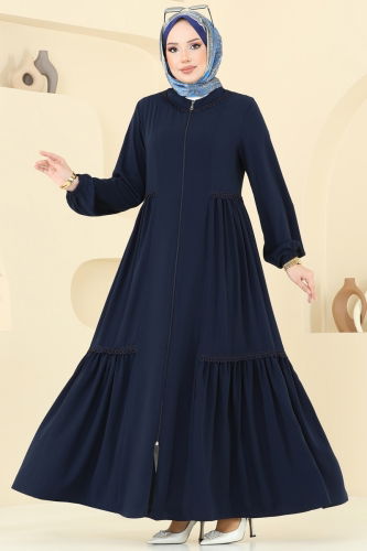 moda selvim Güpürlü Medine İpeği Ferace 2644SL432 Laci - Thumbnail