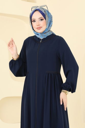 moda selvim Güpürlü Medine İpeği Ferace 2644SL432 Laci - Thumbnail
