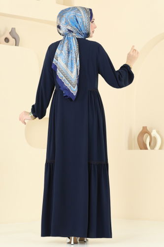 moda selvim Güpürlü Medine İpeği Ferace 2644SL432 Laci - Thumbnail