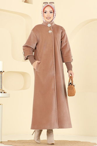 moda selvim Hakim Yaka Angora Kaban 1170OZT1013 Camel - Thumbnail
