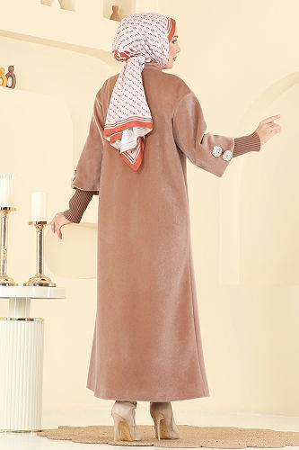moda selvim Hakim Yaka Angora Kaban 1170OZT1013 Camel - Thumbnail