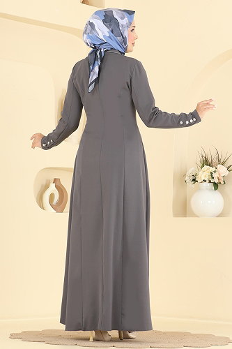 moda selvim Hakim Yaka Cepli Ferace 2960SL432 Antrasit - Thumbnail