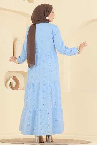 moda selvim Hakim Yaka Fisto Elbise 6163ORG1169 Bebe Mavisi - Thumbnail
