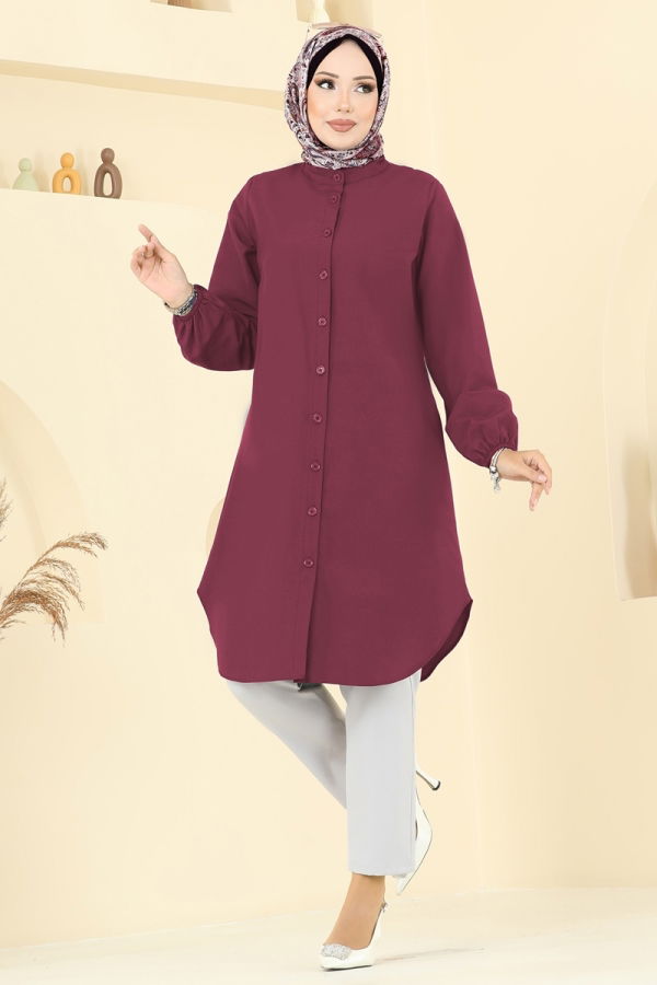 Hakim Yaka Terikoton Tunik 4517PM271 Bordo