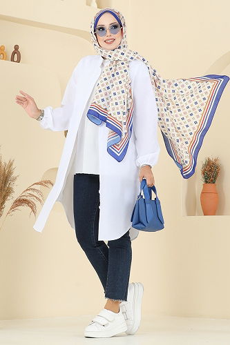 moda selvim Hakim Yaka Terikoton Tunik 4517PM271 Ekru - Thumbnail