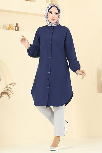 moda selvim Hakim Yaka Terikoton Tunik 4517PM271 Laci - Thumbnail