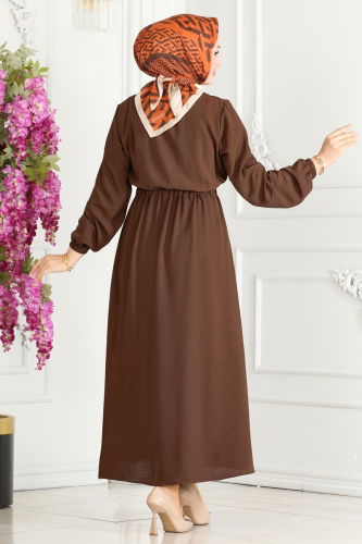 moda selvim Dress 330MP806 Brown - Thumbnail