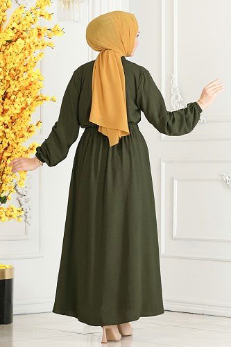 moda selvim الفستان اخضر عفني 330MP806 - Thumbnail