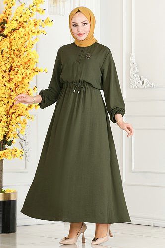 moda selvim الفستان اخضر عفني 330MP806 - Thumbnail