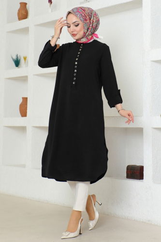 M.P. - Half Button Aerobin Tunic 320MP806 Black