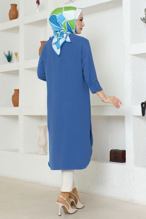 Half Button Aerobin Tunic 320MP806 Indigo - 4