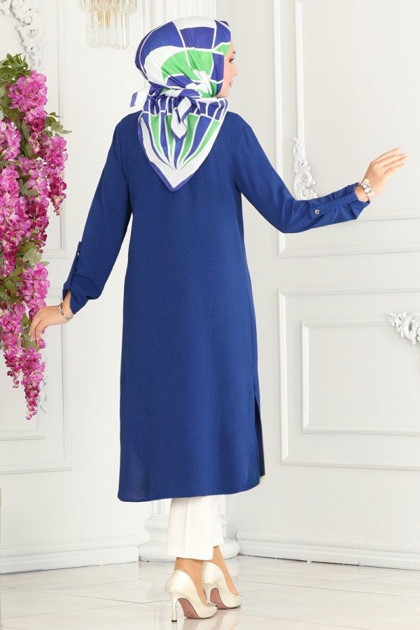 Half Button Aerobin Tunic 320MP806 Navy Blue - 4