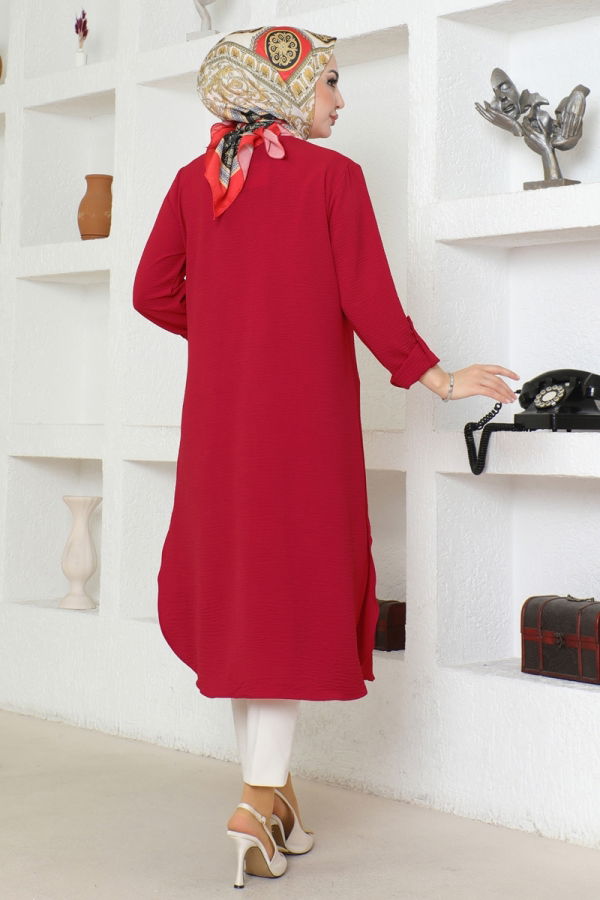 Half Button Aerobin Tunic 320MP806 Red - 4