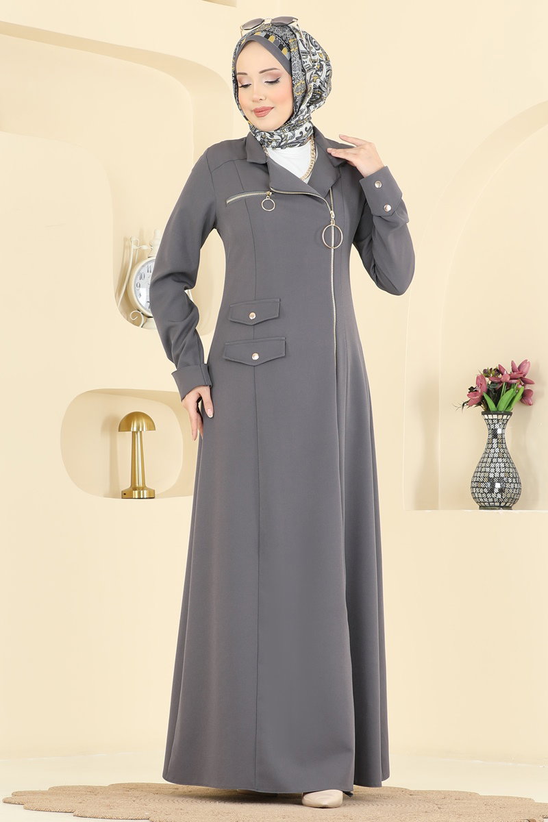 Halka Fermuarlı Dabıl Ferace 2809SL432 Antrasit