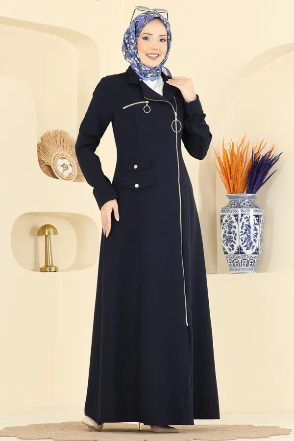 Modaselvim Ferace Halka Fermuarlı Dabıl Ferace 2809SL432 Laci