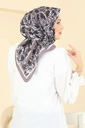 moda selvim Hazan Desen Soft Eşarp Serisi 509ERB1087 Koyu Vizyon - Thumbnail