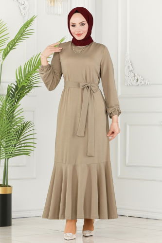 moda selvim Dress 234DVL817 Beige - Thumbnail