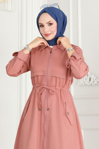 moda selvim Hijab Cap with Waist Tunnel 9347MZ203 Rose Dry - Thumbnail