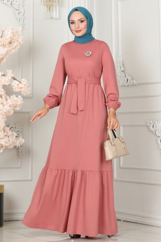 D.V.L. - Dress with Ruffled Skirt 277DVL817 Rose Dried