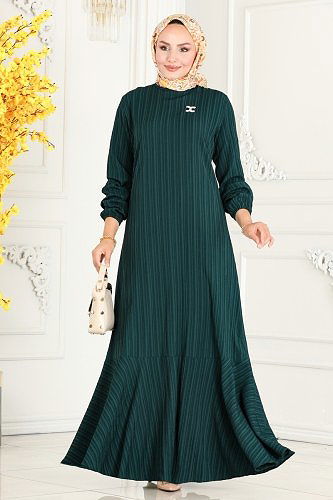 moda selvim الفستان بترولي 3002PM271 - Thumbnail