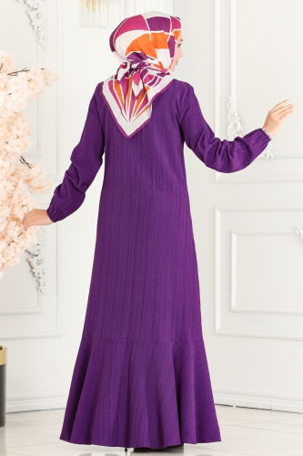 moda selvim Dress 3002PM271 Purple - Thumbnail