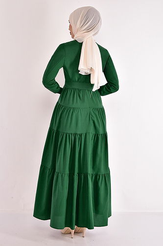 moda selvim Hijab Dress with Bolero ASM2610-M Emerald - Thumbnail