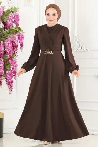 moda selvim Dress ASM2646 Brown - Thumbnail