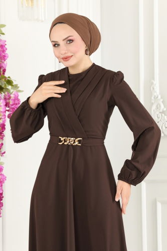 moda selvim Dress ASM2646 Brown - Thumbnail