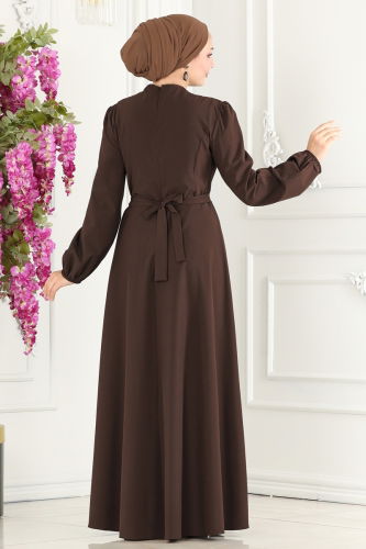 moda selvim Dress ASM2646 Brown - Thumbnail