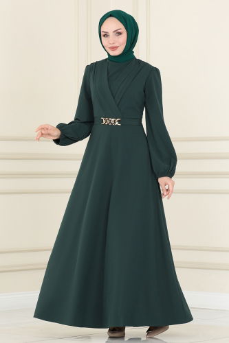 moda selvim Dress ASM2646 Emerald - Thumbnail