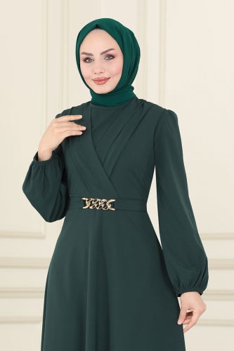 moda selvim Dress ASM2646 Emerald - Thumbnail