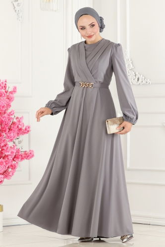 moda selvim Dress ASM2646 Gray - Thumbnail