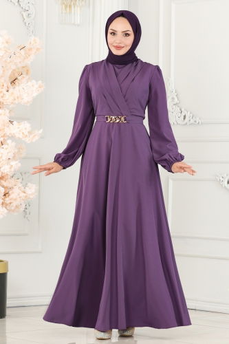 moda selvim Dress ASM2646 Lavender - Thumbnail