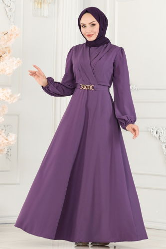 moda selvim Dress ASM2646 Lavender - Thumbnail