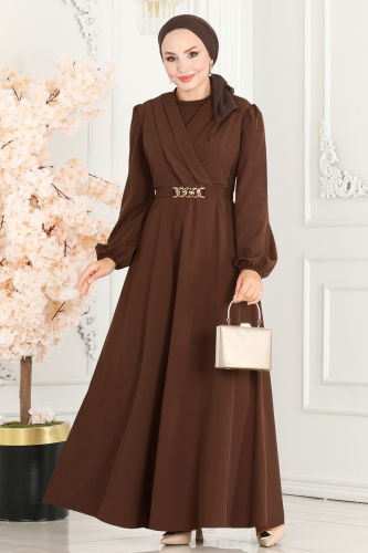 moda selvim Dress ASM2646 Light Brown - Thumbnail