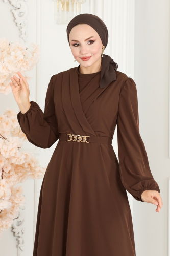 moda selvim Dress ASM2646 Light Brown - Thumbnail