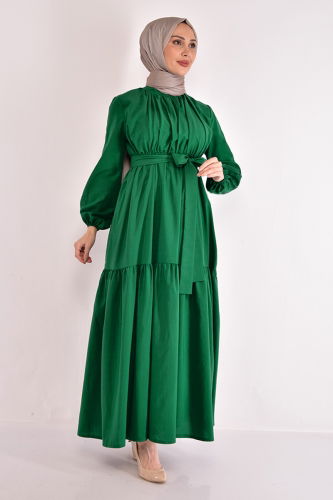 MRV A.S.M. - Hijab Dress with Folded Skirt ASM2625-M Emerald