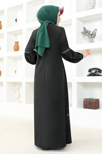 moda selvim الفستانASM2676-M أسود - Thumbnail