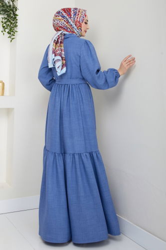 moda selvim الفستان ازرق 3025HBS856 - Thumbnail