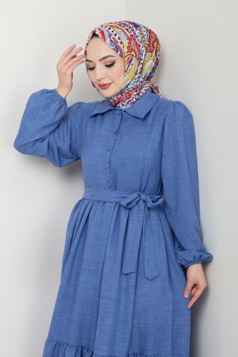 moda selvim الفستان ازرق 3025HBS856 - Thumbnail