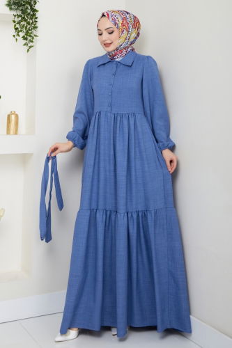 moda selvim الفستان ازرق 3025HBS856 - Thumbnail