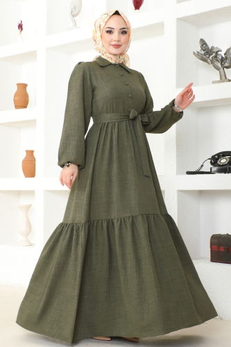 moda selvim Dress 3025HBS856 Khaki - Thumbnail